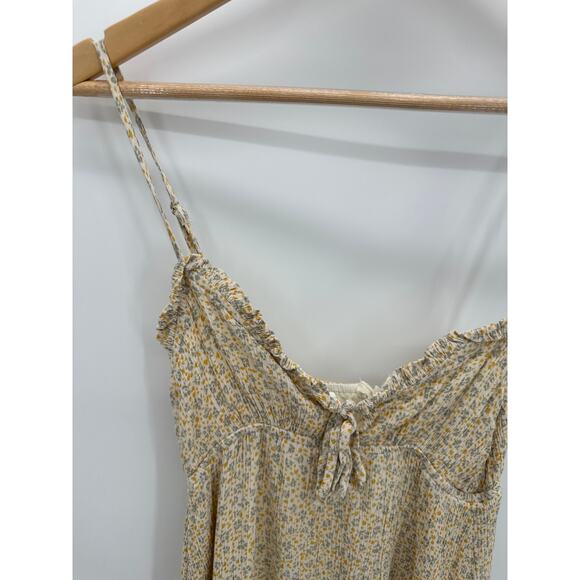 Papermoon Womens Yellow Microfloral Babydoll Mini Dress Size M Feminine Dainty - Picture 4 of 9